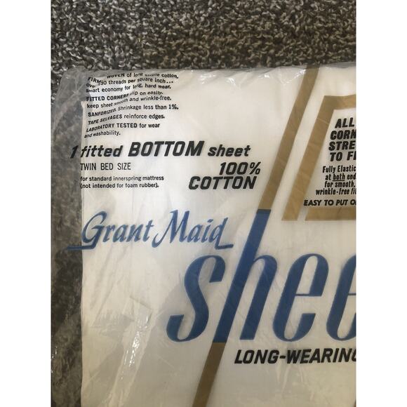 Vintage TWIN GRANT MAID 100% Cotton White Muslin Bottom Fitted NIP - Picture 3 of 4
